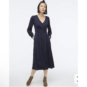 J.Crew Women's Button Front A-line Midi Dress in Black Size 6 Style# AD072